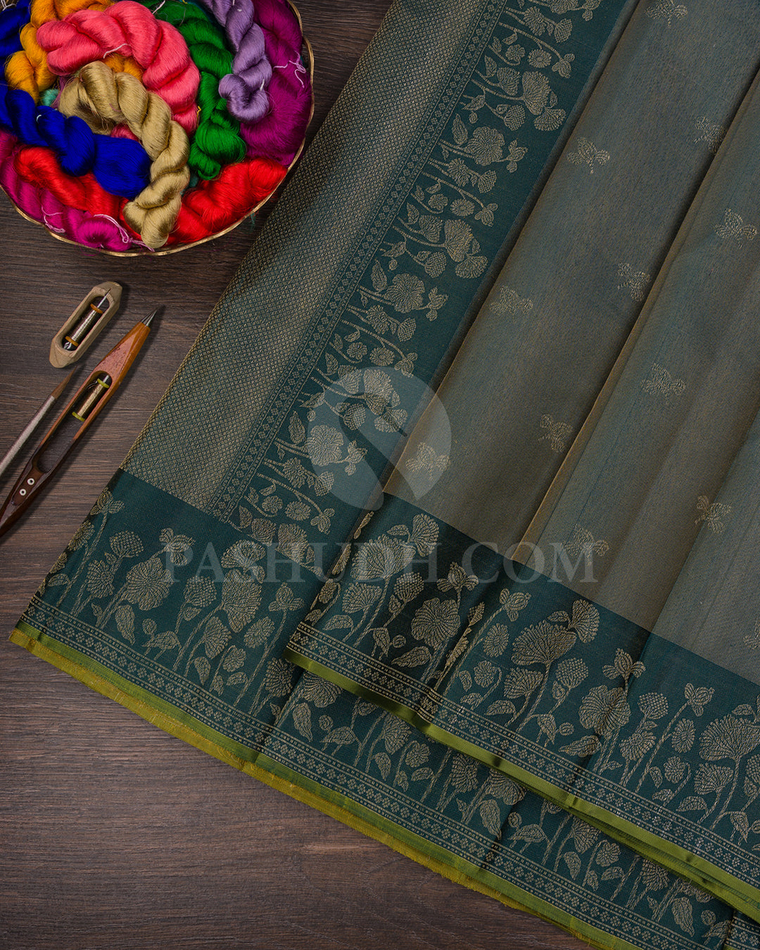 Pine Green Kanjivaram Silk Saree - DJ350(A)
