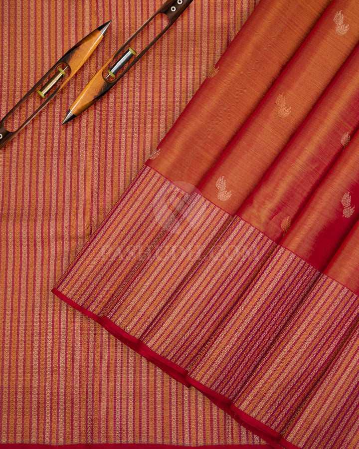 Red Tissue Kanjivaram Silk Saree - S1066(A) - View 2