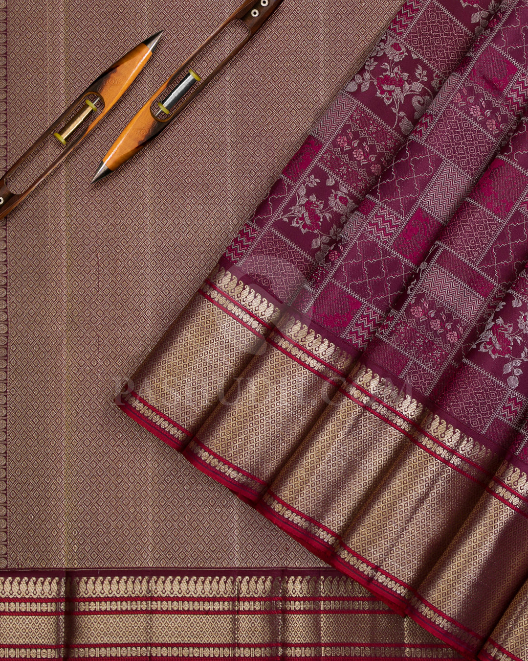 Purple And Red Kanjivaram Silk Saree - DJ326(A)