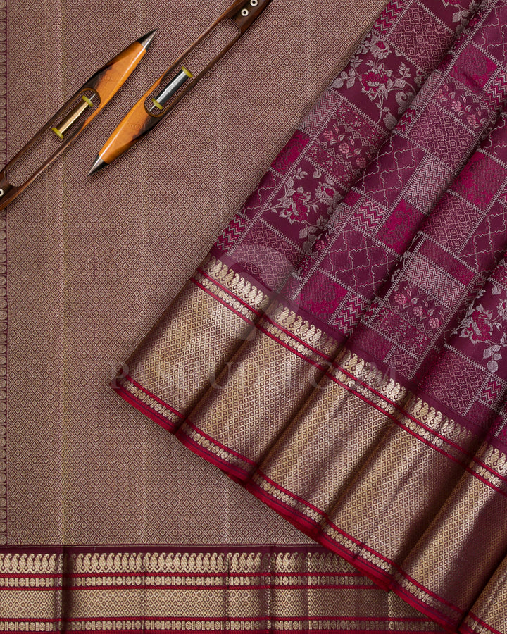 Purple And Red Kanjivaram Silk Saree - DJ326(A)