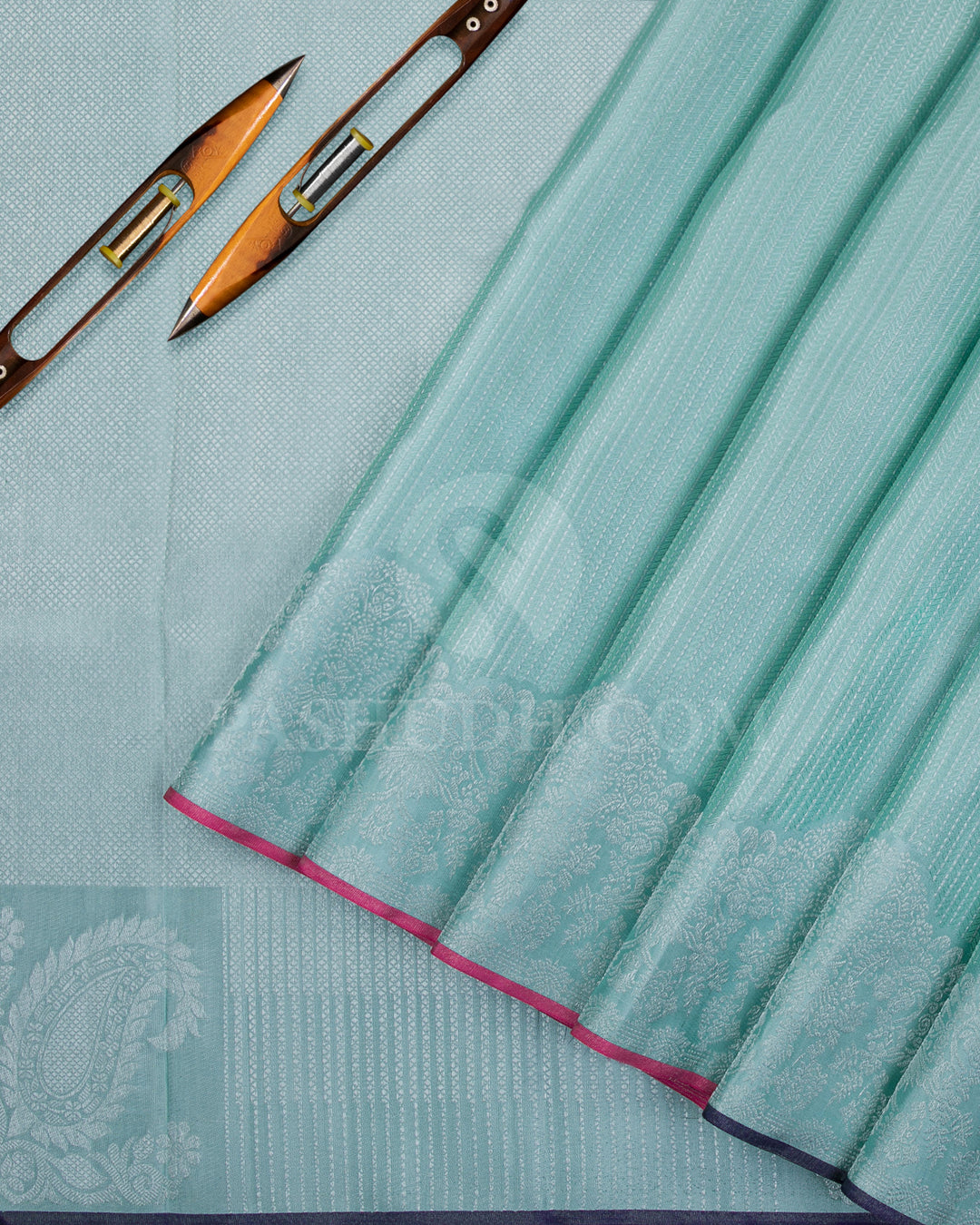 Powder Blue and Dark Purple Kanjivaram Silk Saree - D565(A)