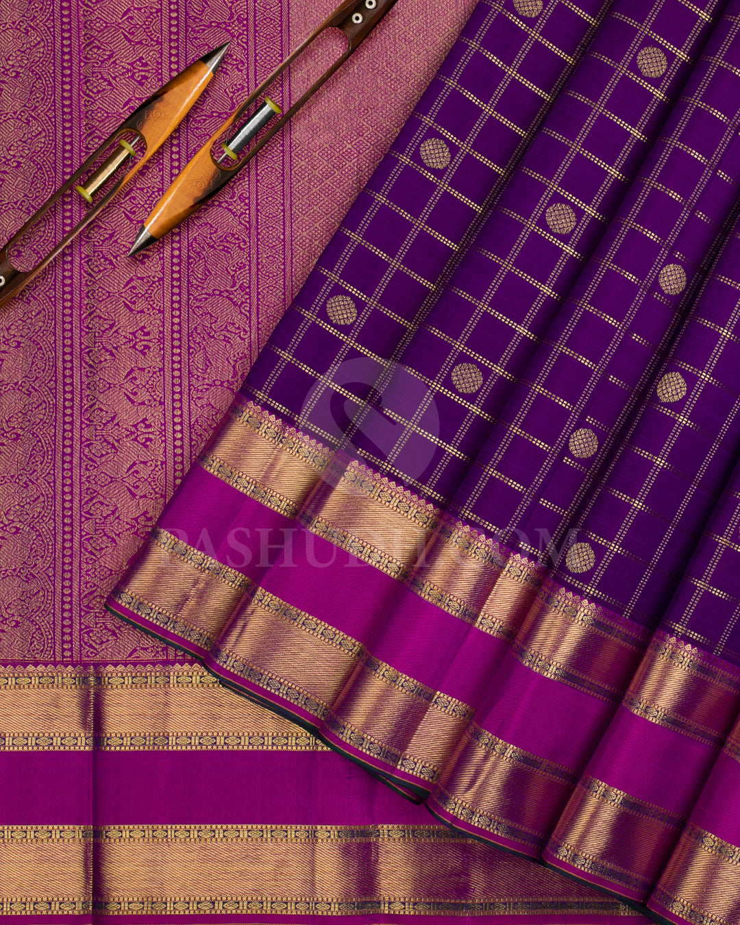 Purple And Magenta Kanjivaram Silk Saree - KB2