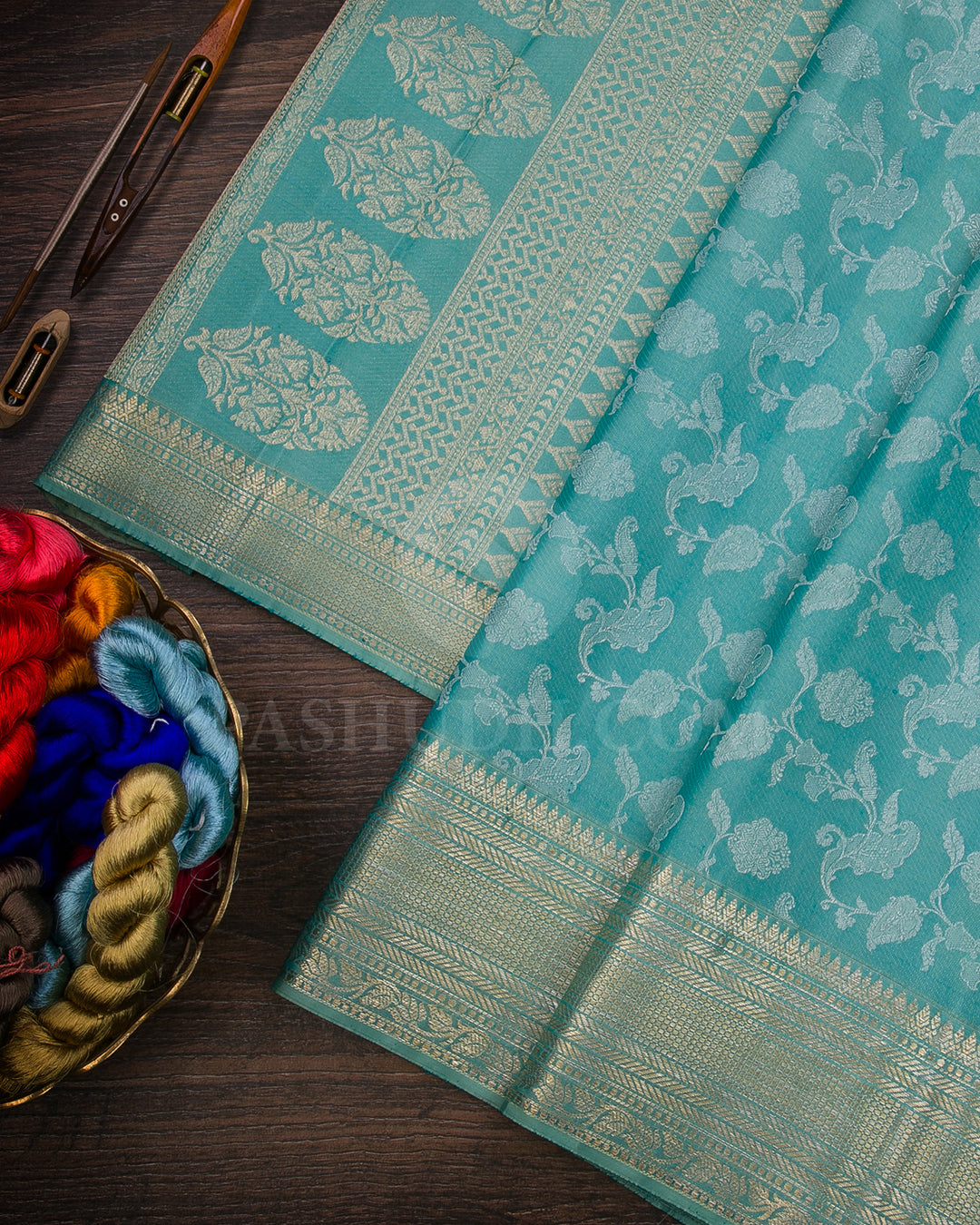 Powder Blue Kanjivaram Silk Saree - D578(A)