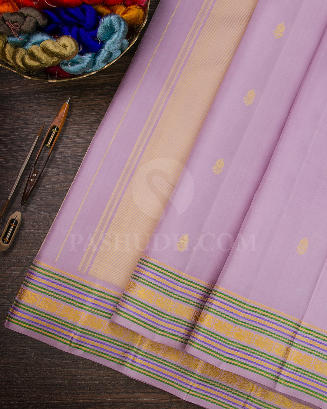 Pastel Lavender No Zari Traditional Kanjivaram Silk Saree - K13
