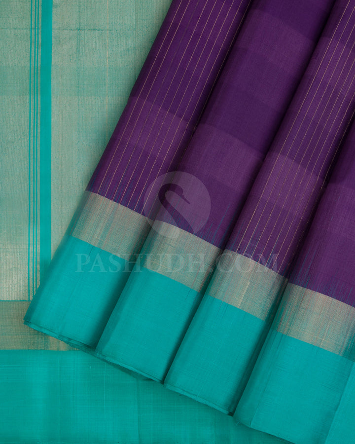 Purple And Turquoise Blue Soft Silk Saree - C81