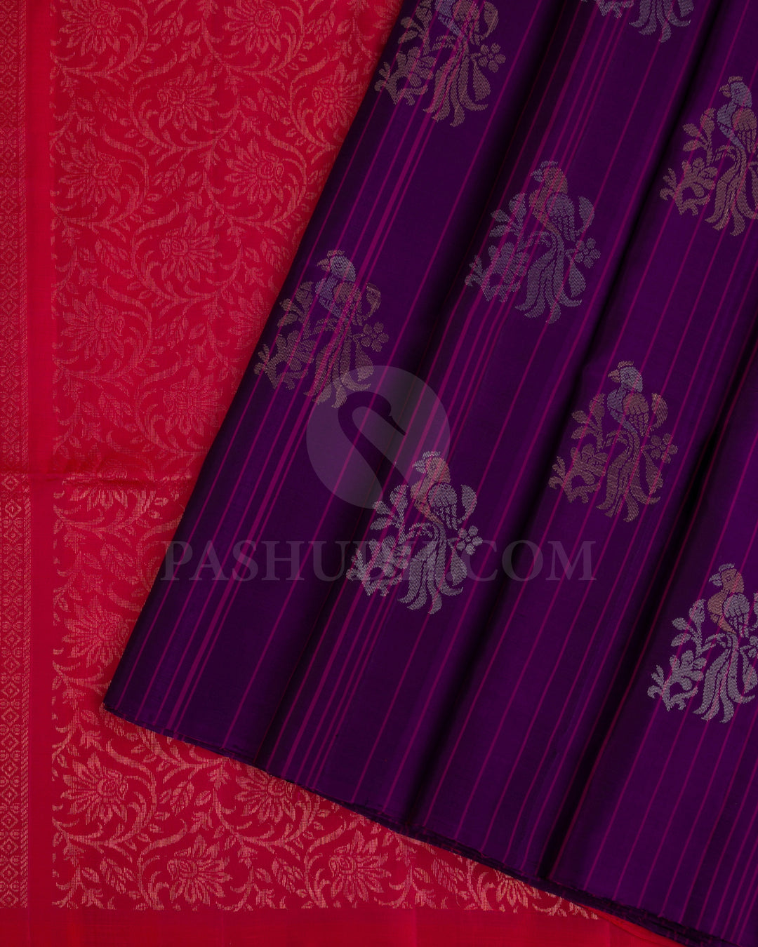 Purple And Orange Shot Pink Soft Silk Saree - C72