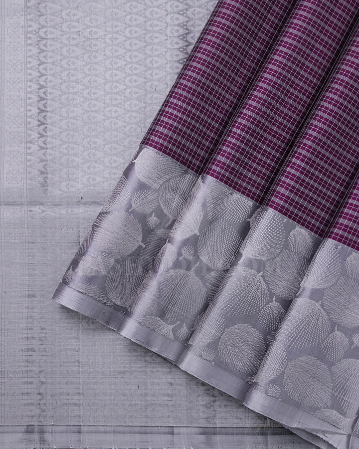 Purple And Steel Grey Soft Silk Saree - C77