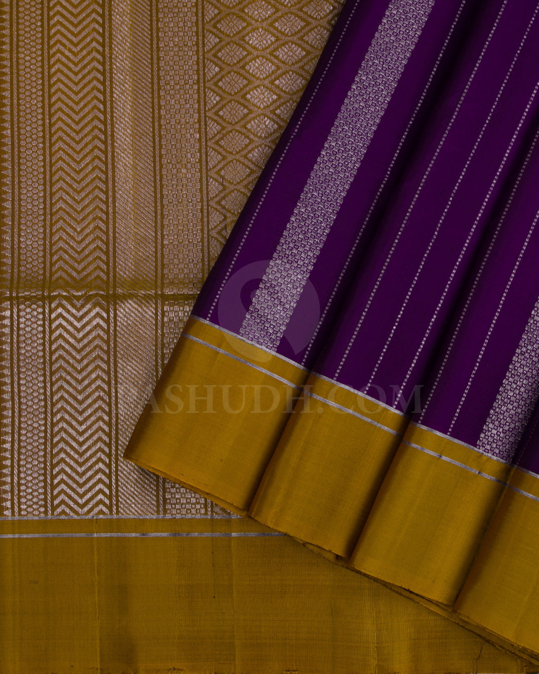 Purple And Mustard Yellow Soft Silk Saree - C63