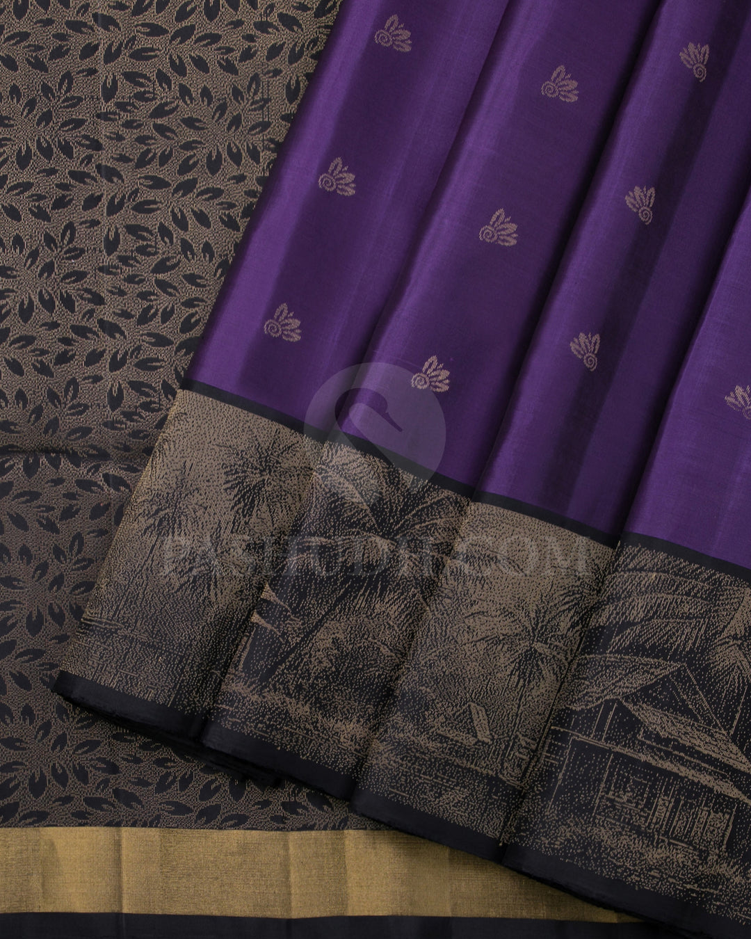 Purple And Black Soft Silk Saree - C54