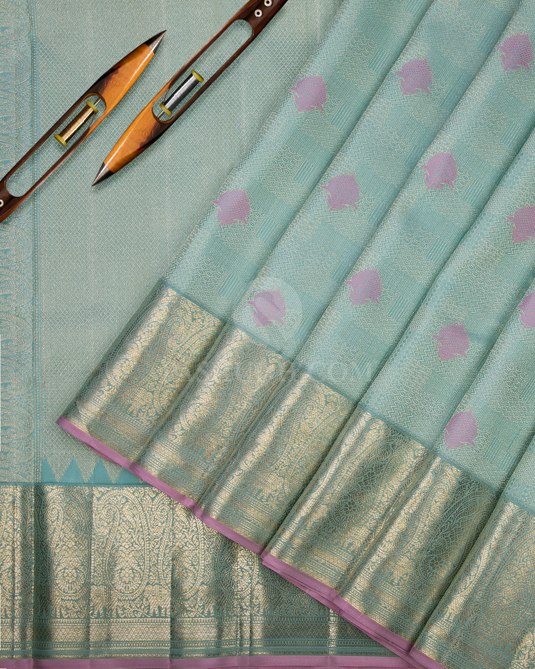 Powder Blue Kanjivaram Silk Saree - DJ244