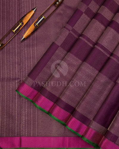 Purple and Pink Kanjivaram Silk Saree - D509(B) - View 1