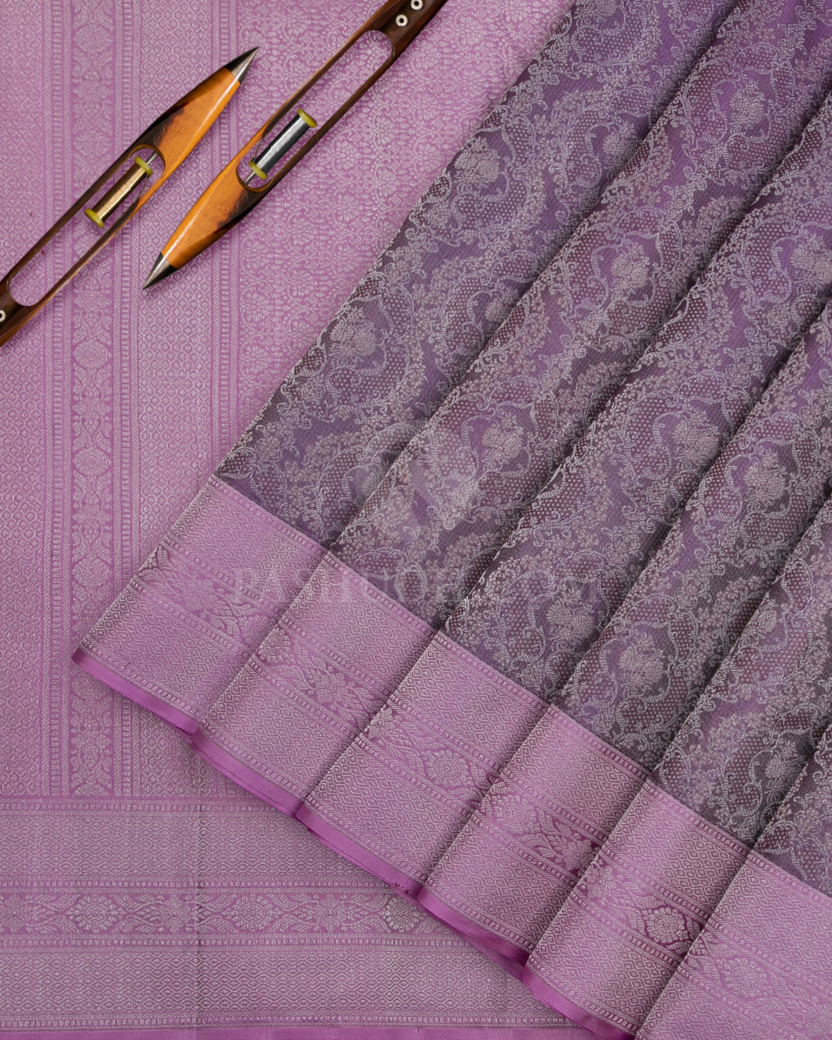 Dark Lavender & Lilac Kanjivaram Silk Saree - DT263(A) - View 1
