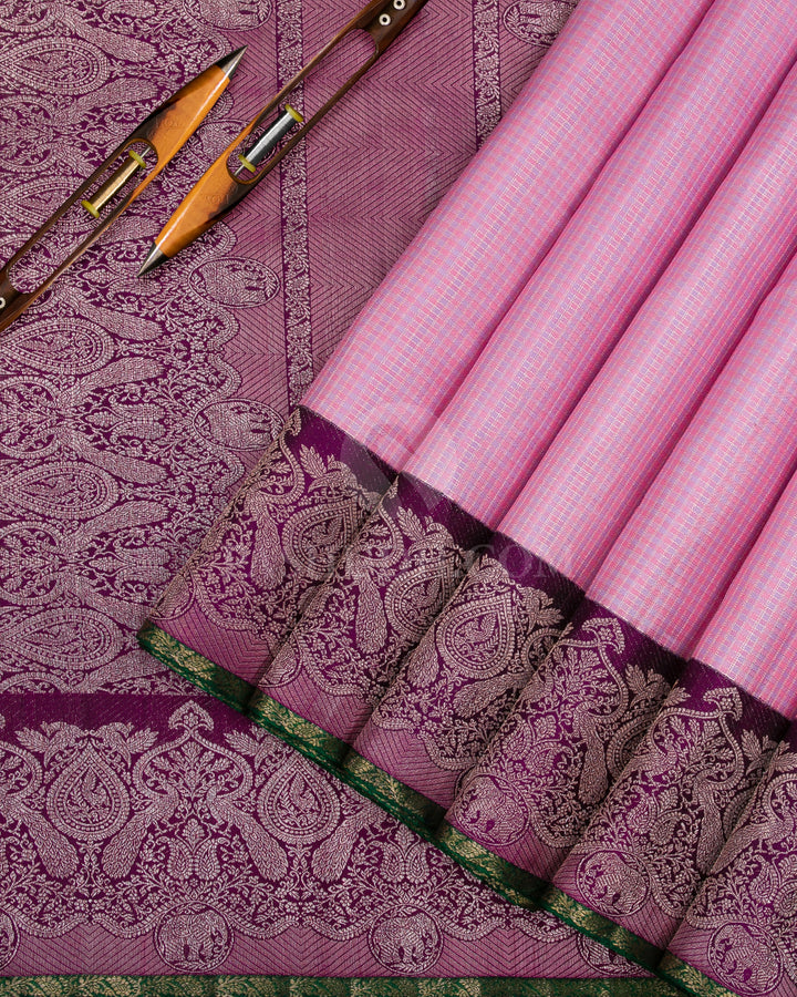 Pink, Lavender & Violet Kanjivaram Silk Saree - S1103(C) - View 2