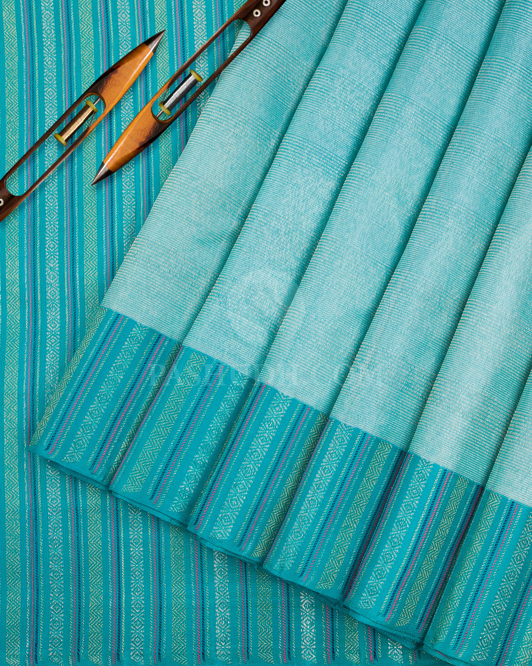 Powder Blue & Anandha Blue Kanjivaram Silk Saree - S1114(A) - View 1