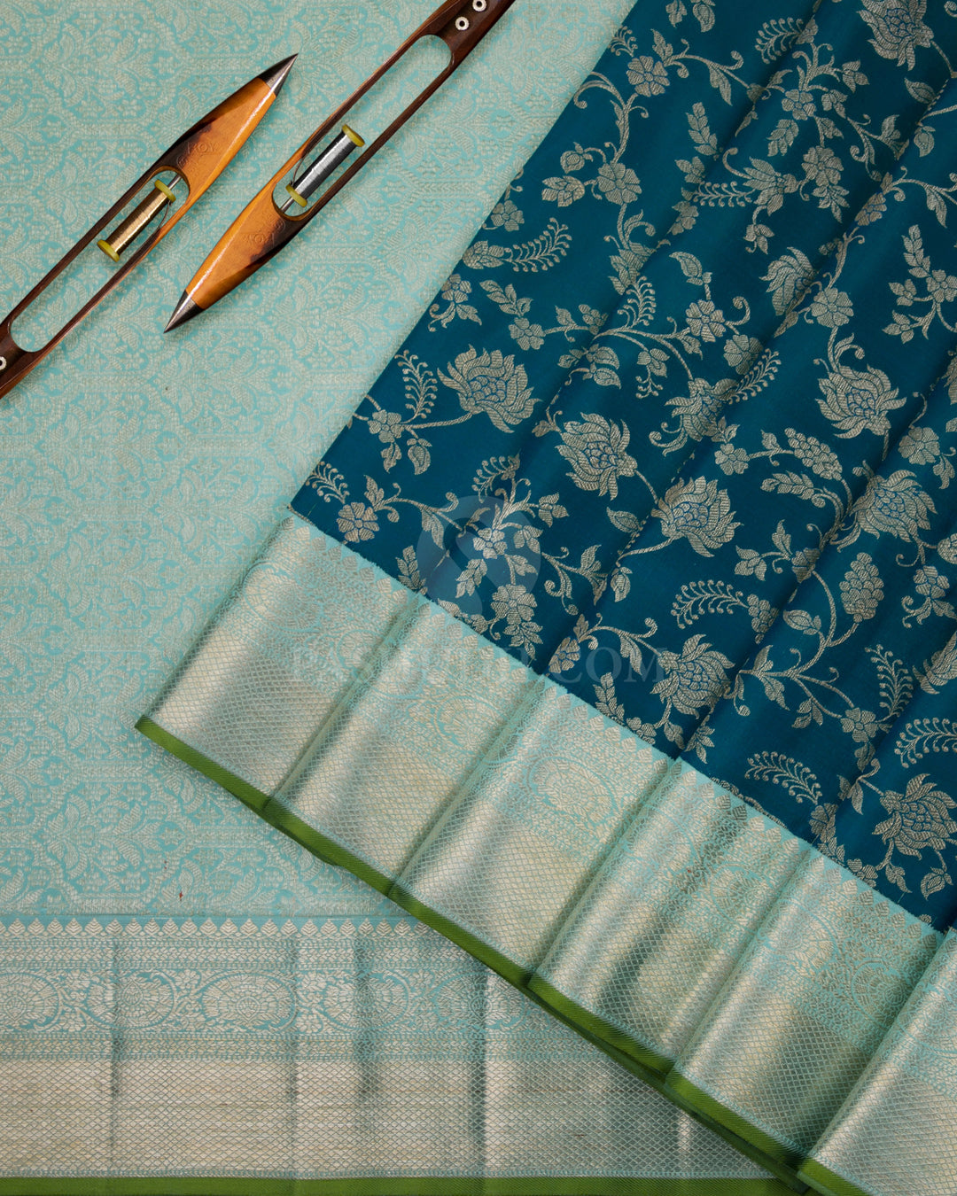 Peacock Green Kanjivaram Silk Saree - S795 -View 3