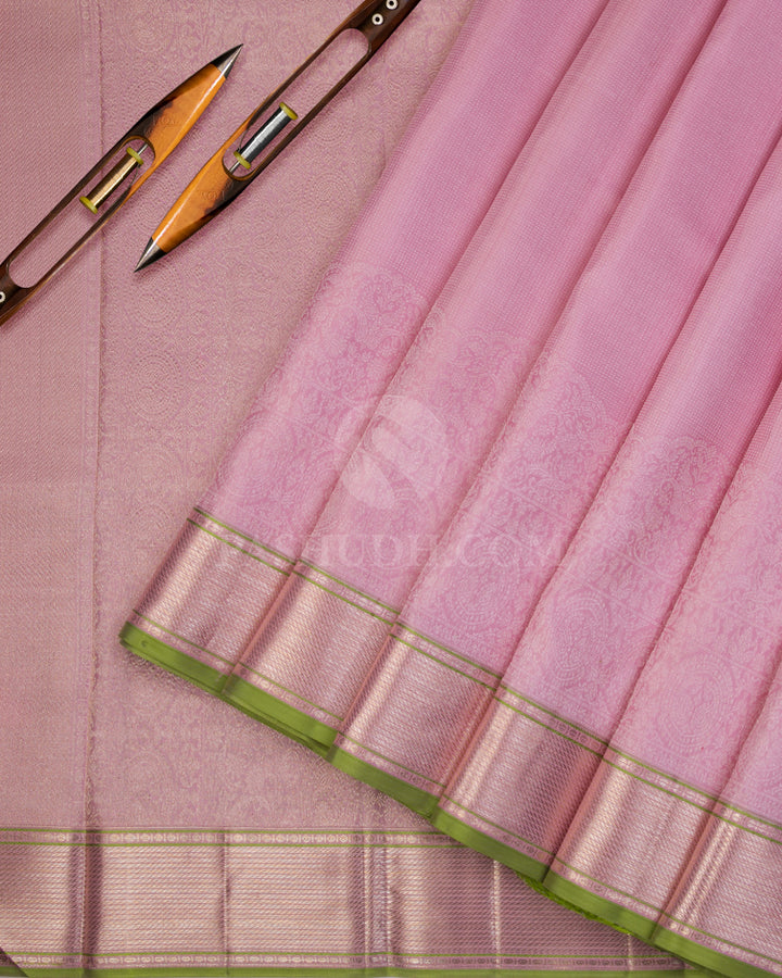 Pink & Parrot Green Kanjivaram Silk Saree - DJ283(A) - View 1