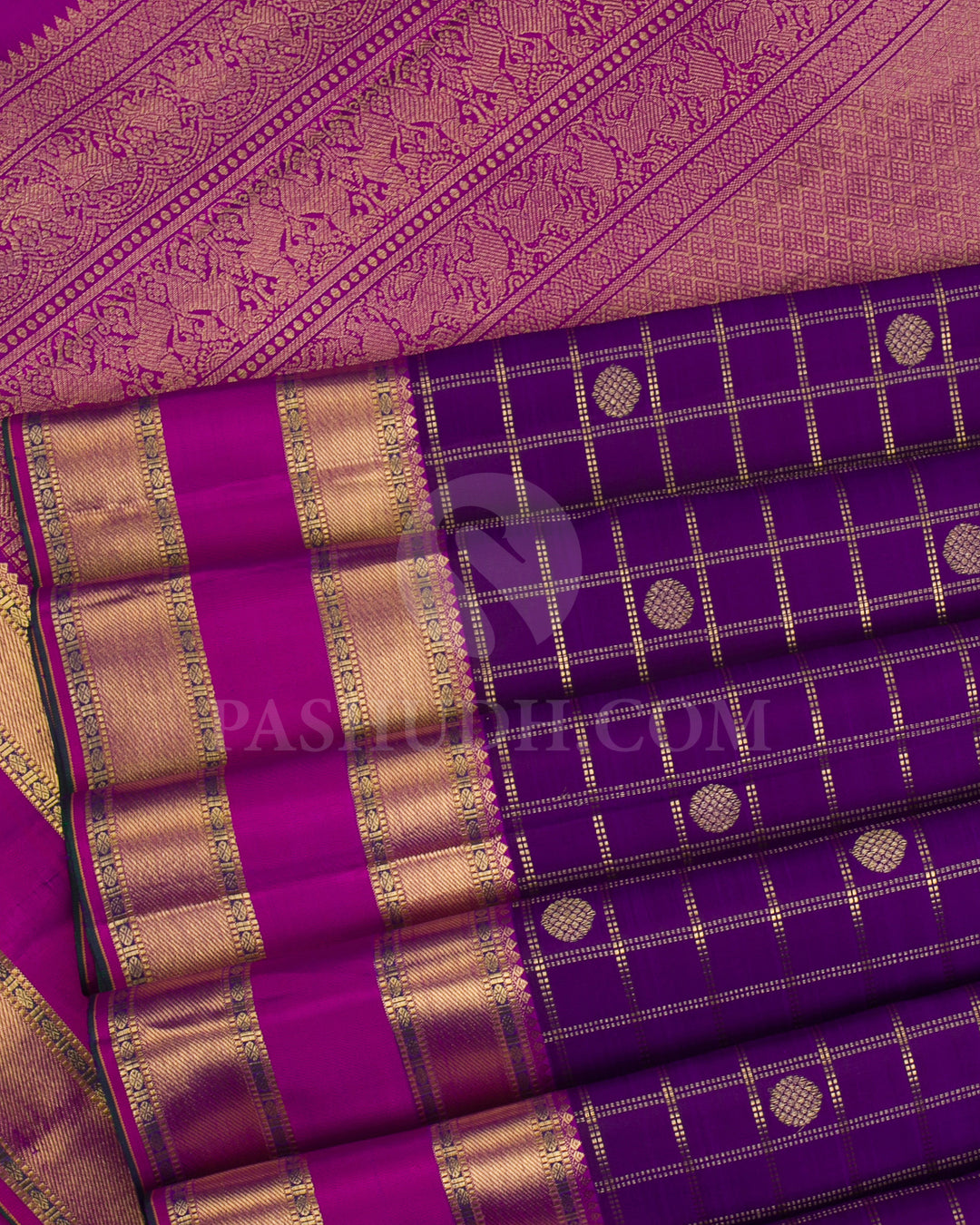 Purple And Magenta Kanjivaram Silk Saree - KB2