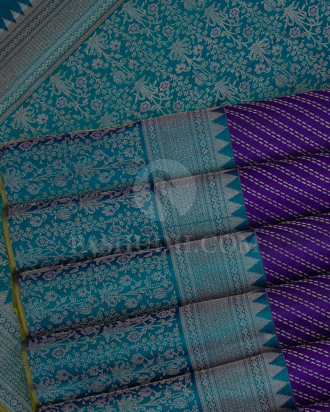 Purple And Blue Kanjivaram Silk Saree - DJ321(B)