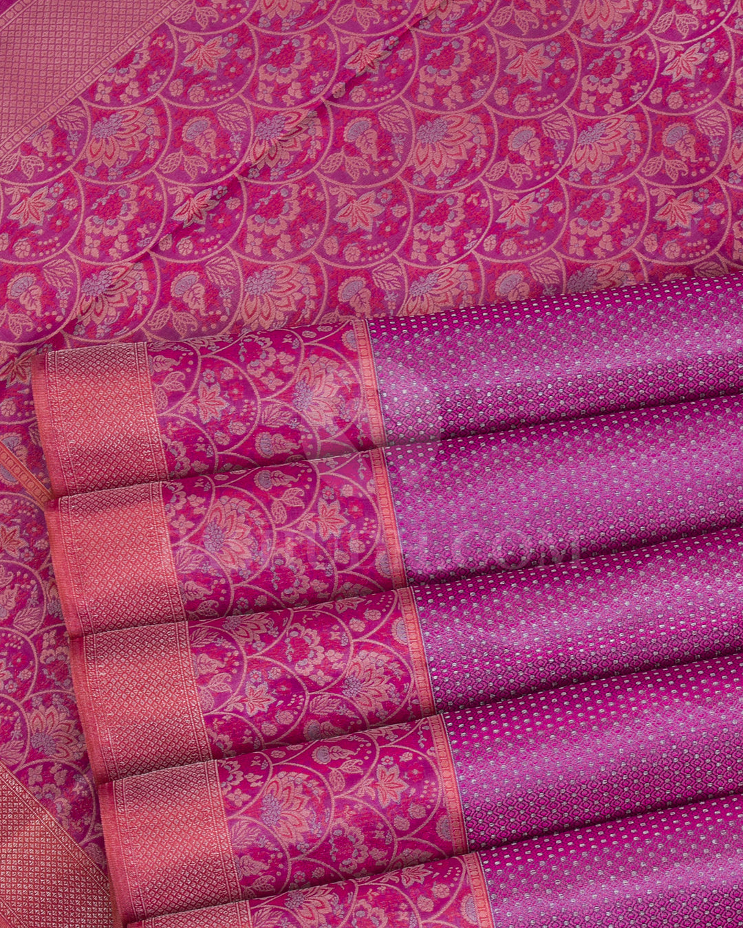 Pink And Peach Kanjivaram Silk Saree - D526(D)