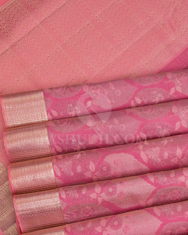 Pink And Peach Kanjivaram Silk Saree - DJ327(A)