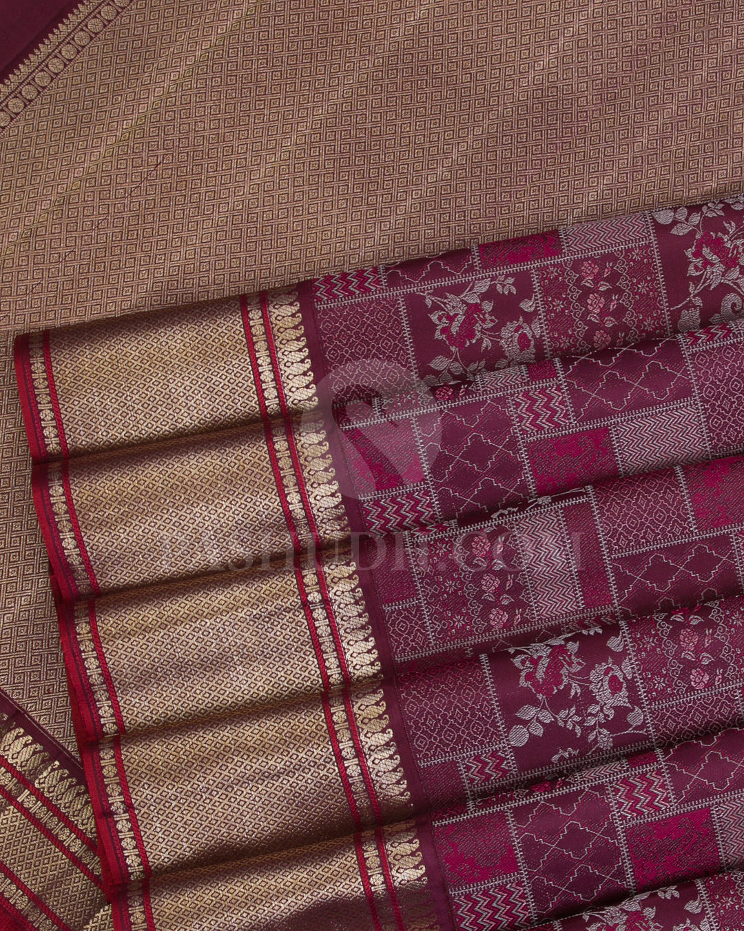 Purple And Red Kanjivaram Silk Saree - DJ326(A)