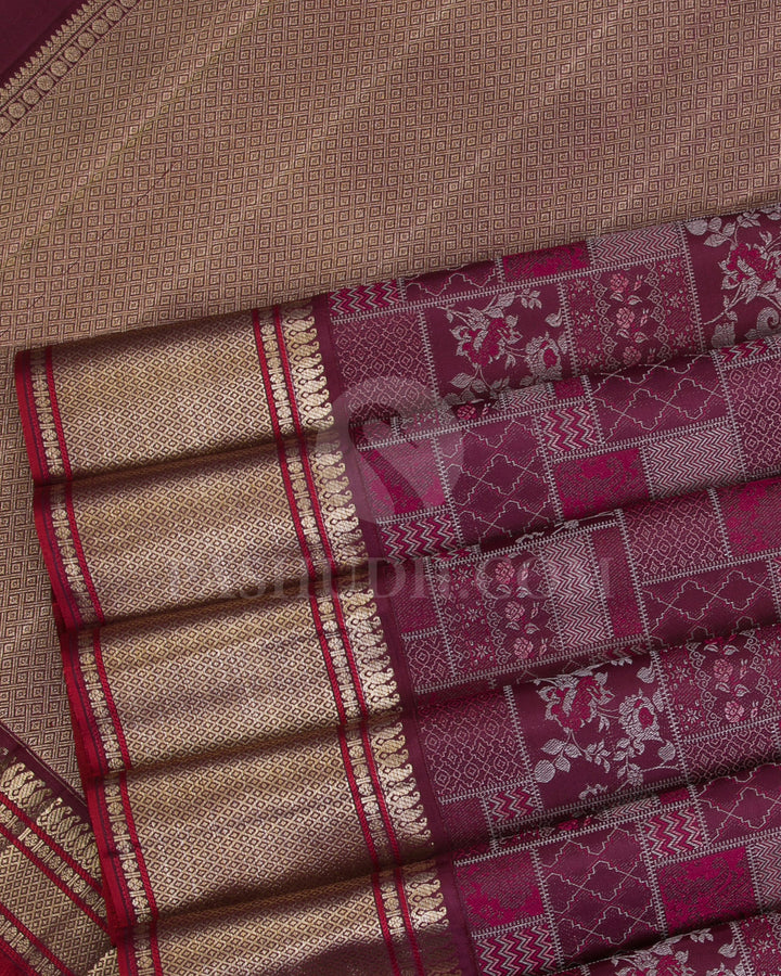 Purple And Red Kanjivaram Silk Saree - DJ326(A)