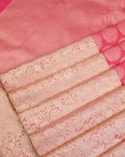 Candy Pink & Peach Pink Kanjivaram Silk Saree - S1102(A) - View 4