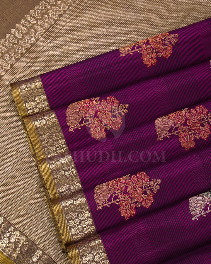 Purple, Pink And Mehendi Green Kanjivaram Silk Saree - S1248(A)