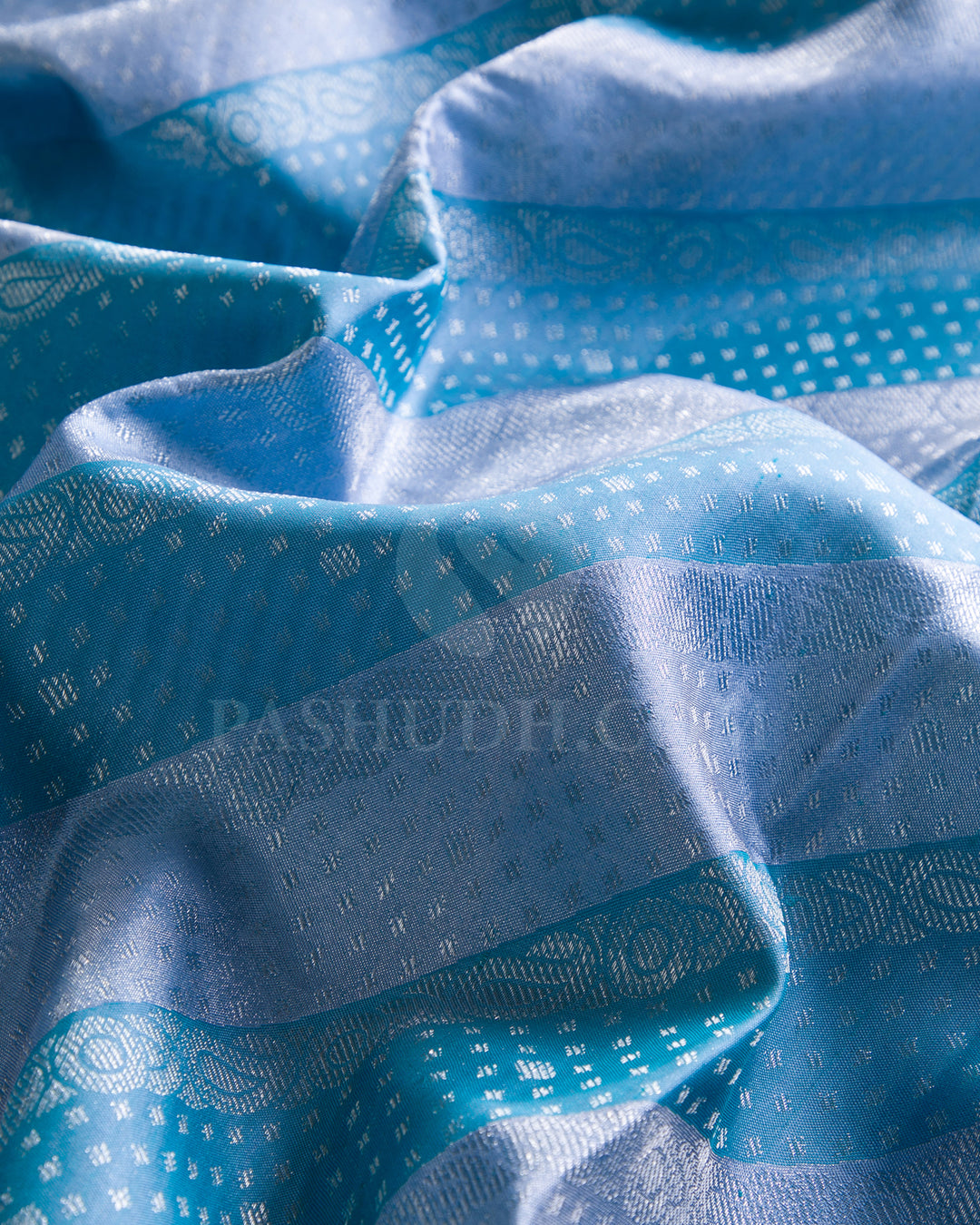 Powder Blue And Teal Blue Kanjivaram Silk Saree - D525(B)