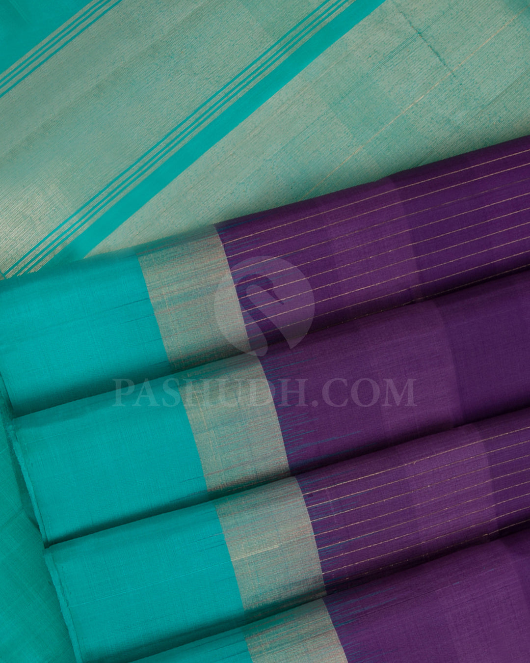 Purple And Turquoise Blue Soft Silk Saree - C81