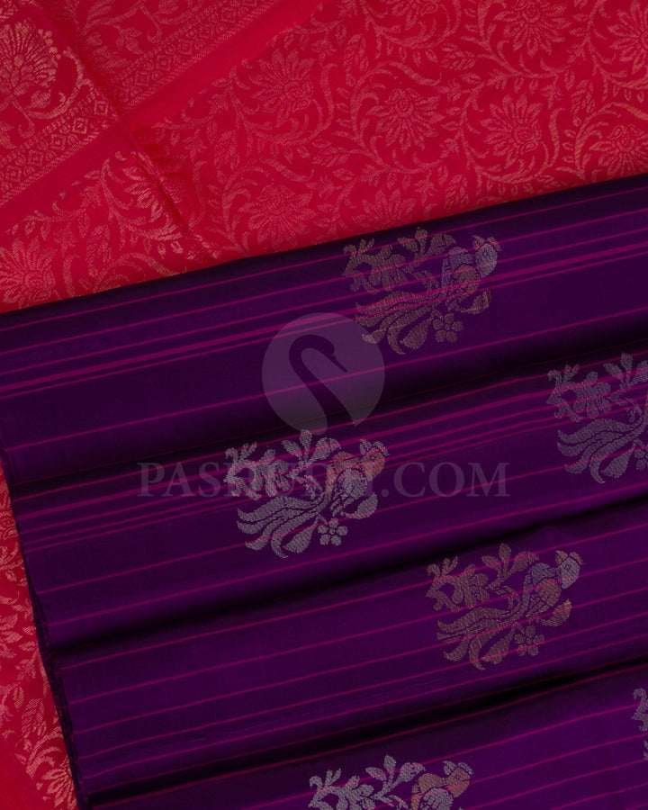Purple And Orange Shot Pink Soft Silk Saree - C72
