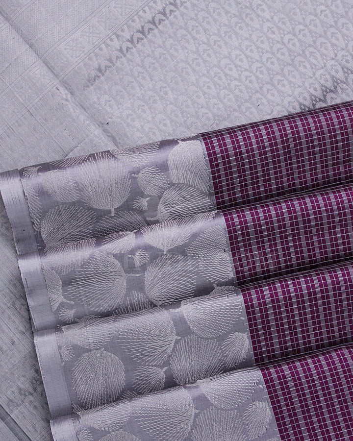 Purple And Steel Grey Soft Silk Saree - C77