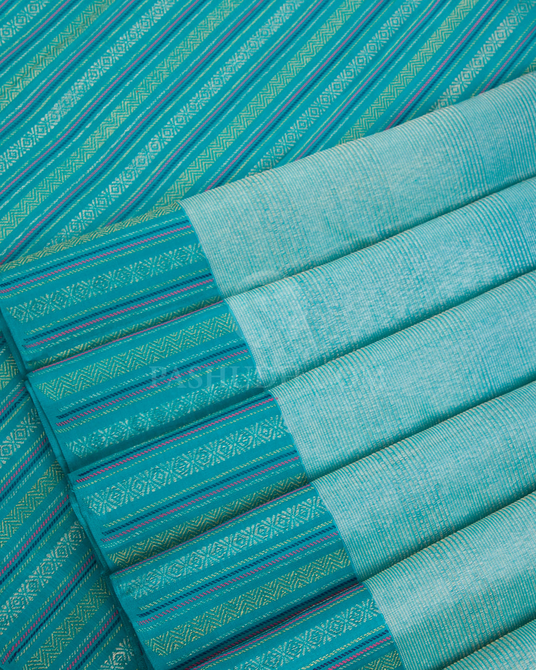 Powder Blue & Anandha Blue Kanjivaram Silk Saree - S1114(A) - View 3