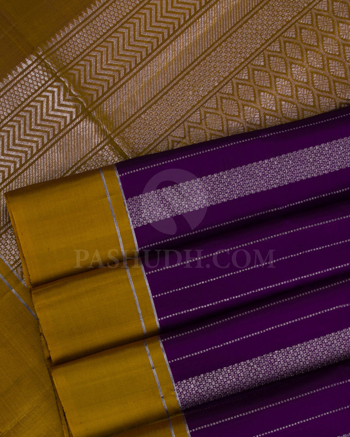 Purple And Mustard Yellow Soft Silk Saree - C63