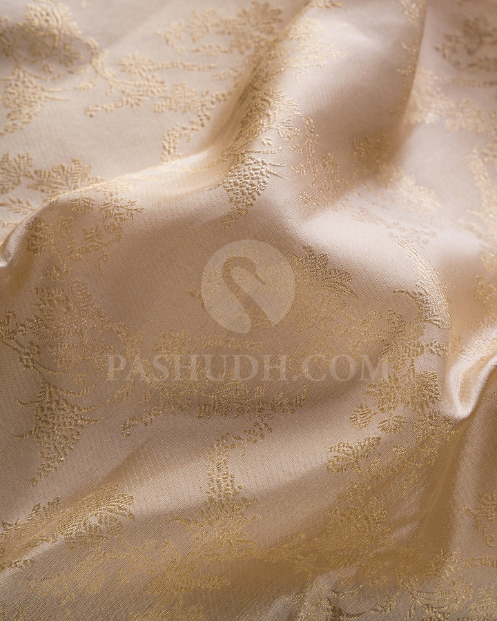 Cream And Mild Coffee Brown Kanjivaram Silk Saree -D594(C)