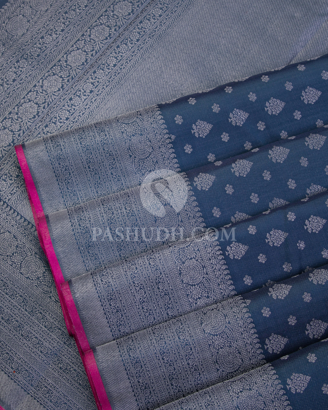 Pigeon Blue Kanjivaram Silk Saree - D475