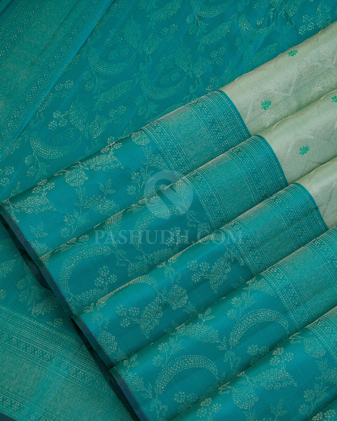 Powder Blue and Turquoise Blue Kanjivaram Silk Saree - DJ258