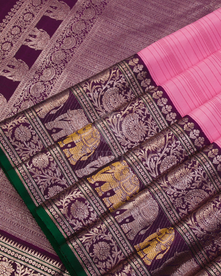 Pink and Purple Kanjivaram Silk Saree - S1013(A)
