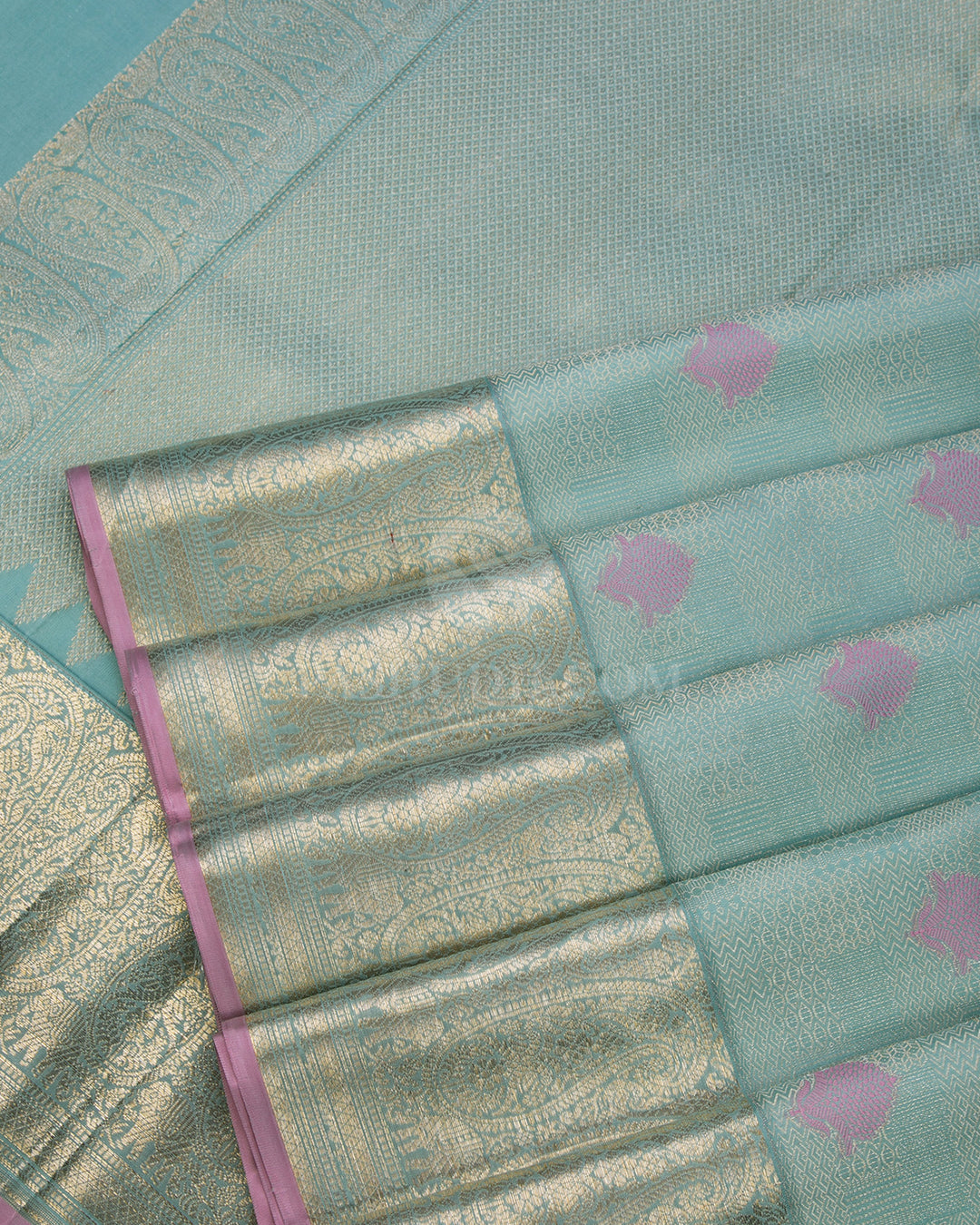 Powder Blue Kanjivaram Silk Saree - DJ244