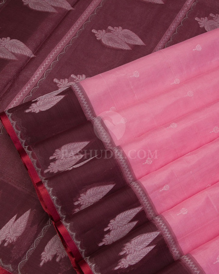Pink and Brown Kanjivaram Silk Saree - DJ286(A) - View 3
