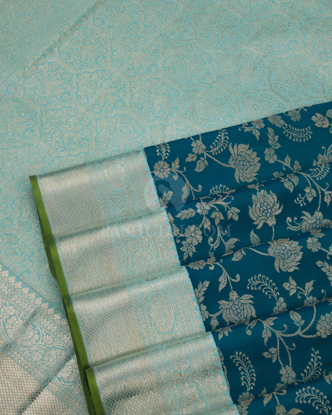 Peacock Green Kanjivaram Silk Saree - S795 -View 5
