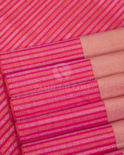 Pink And Peachy Pink Kanjivaram Silk Saree - S1039(B) - View 4