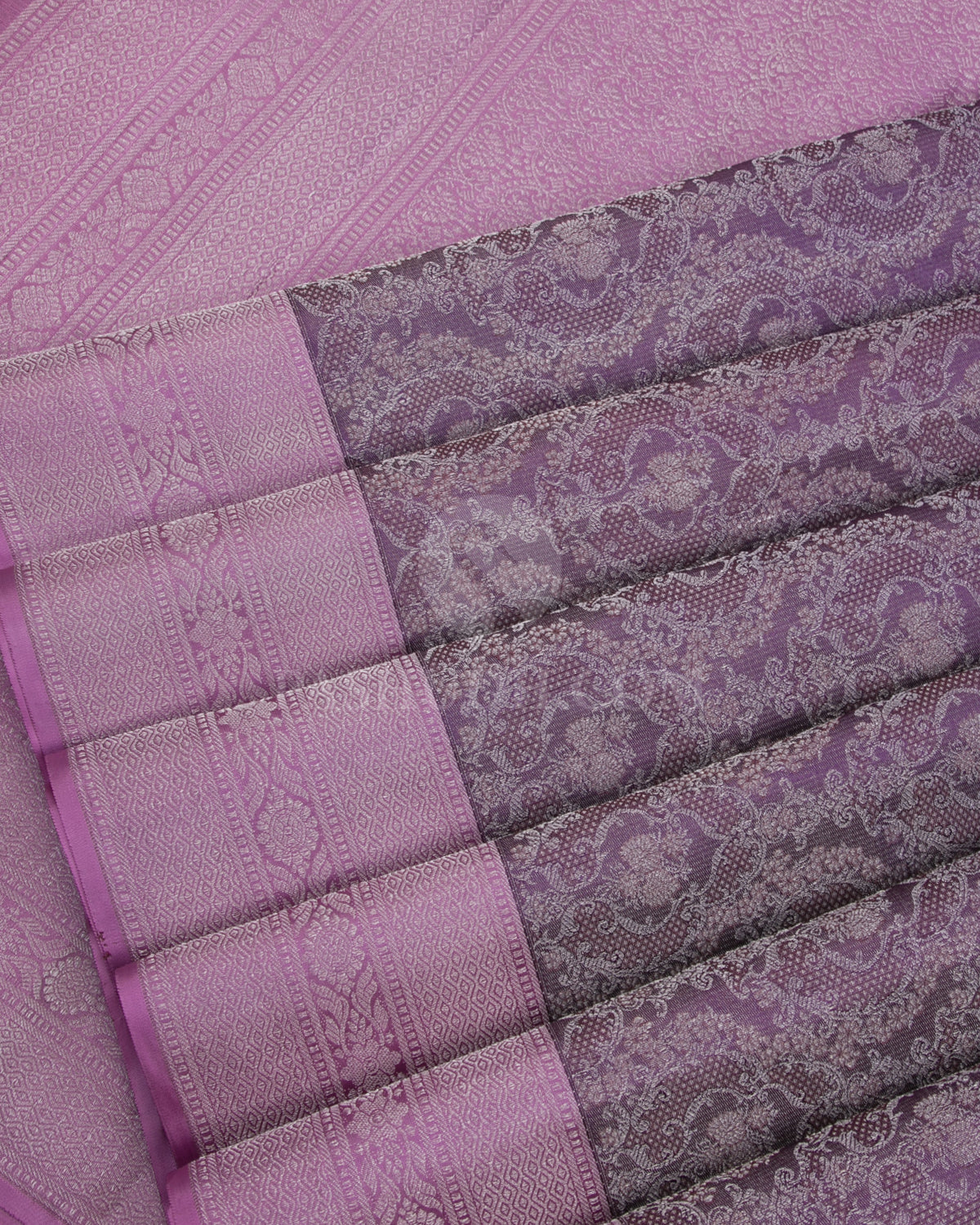 Dark Lavender & Lilac Kanjivaram Silk Saree - DT263(A) - View 3