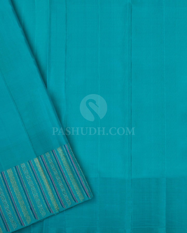 Powder Blue & Anandha Blue Kanjivaram Silk Saree - S1114(A) - View 2