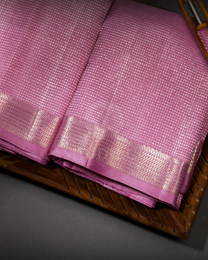 Pink Pure Silk Dhoti and Angavastra - V6