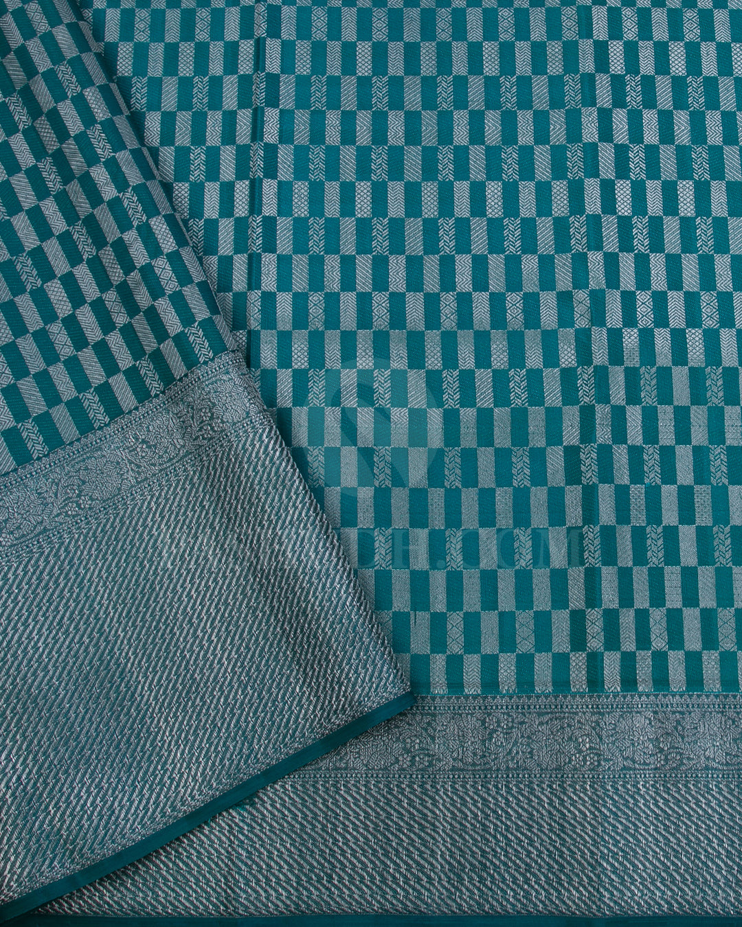 Powder Blue And Teal Blue Kanjivaram Silk Saree - D525(B)