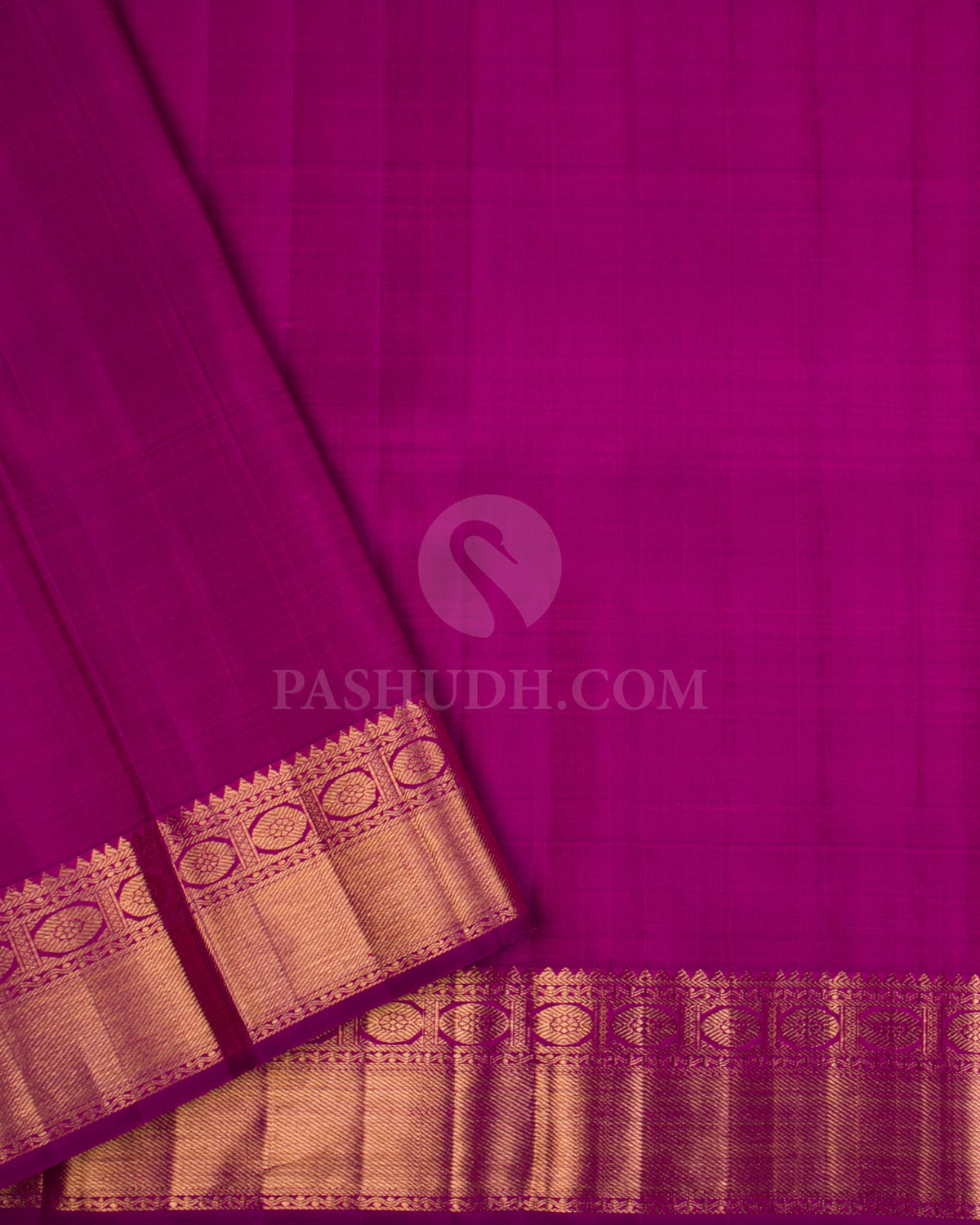 Lime Green, Rani Pink & Violet Kanjivaram Silk Saree - S1099(A) - View 3