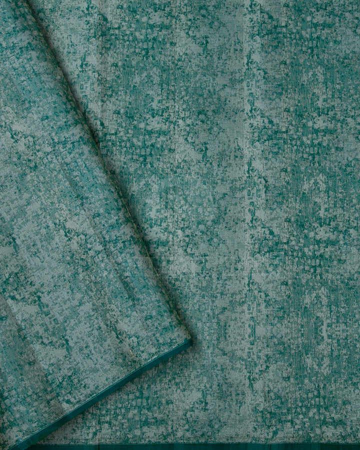 Pine Blue Borderless Kanjivaram Silk Saree - DJ305(D)