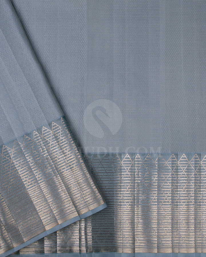 Peacock Blue And Powder Blue Kanjivaram Silk Saree - DT293(A)