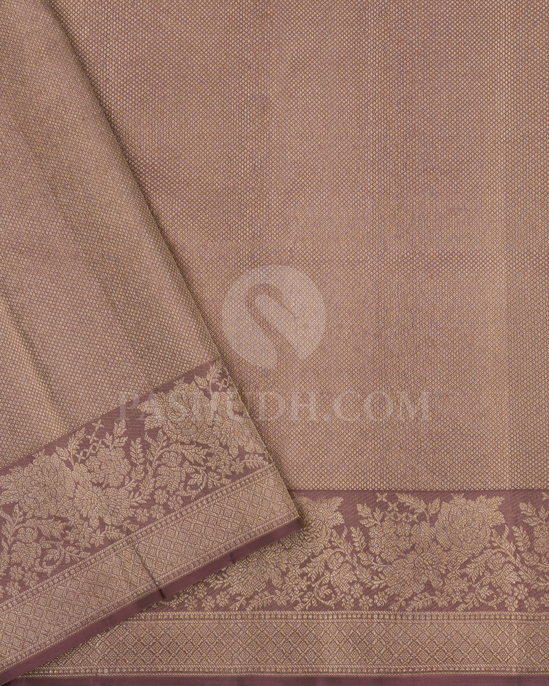 Cream And Mild Coffee Brown Kanjivaram Silk Saree -D594(C)